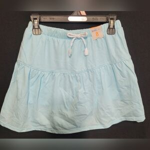Blue Smocked Mini Skort with Tie Front